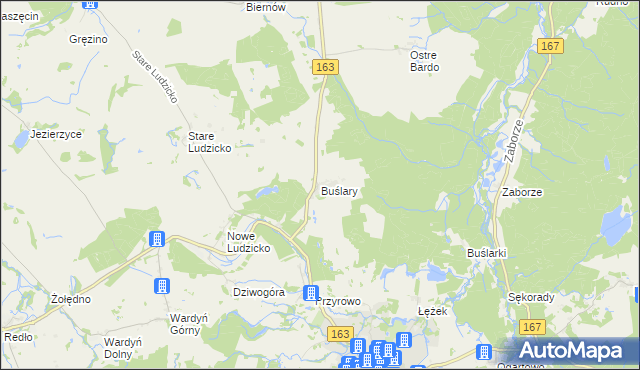 mapa Buślary, Buślary na mapie Targeo