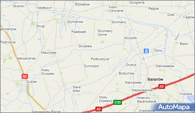 mapa Buszyce gmina Baranów, Buszyce gmina Baranów na mapie Targeo