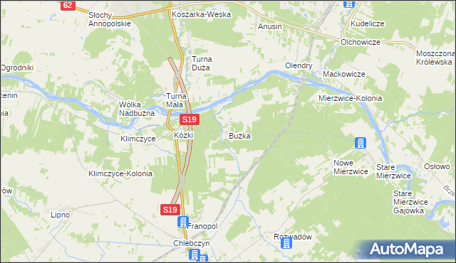 mapa Bużka, Bużka na mapie Targeo