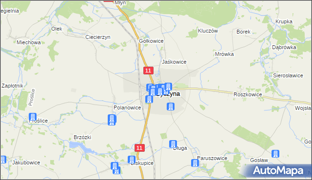 mapa Byczyna powiat kluczborski, Byczyna powiat kluczborski na mapie Targeo