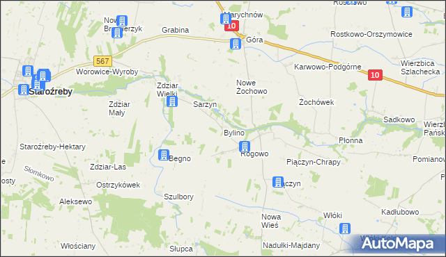 mapa Bylino, Bylino na mapie Targeo