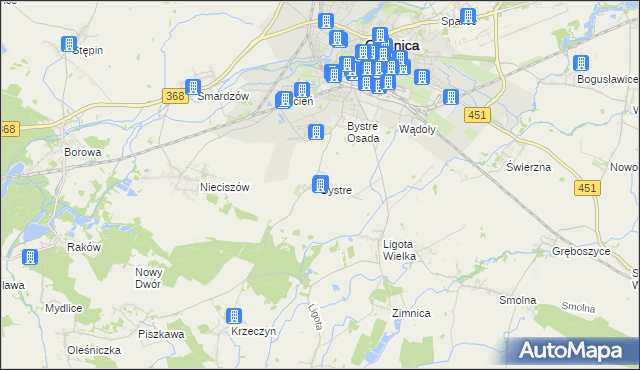 mapa Bystre gmina Oleśnica, Bystre gmina Oleśnica na mapie Targeo
