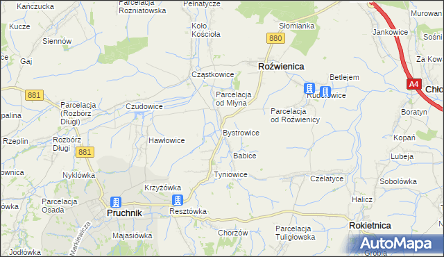 mapa Bystrowice, Bystrowice na mapie Targeo