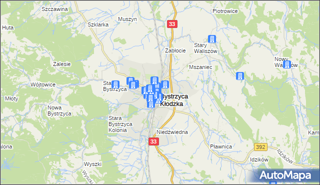 mapa Bystrzyca Kłodzka, Bystrzyca Kłodzka na mapie Targeo