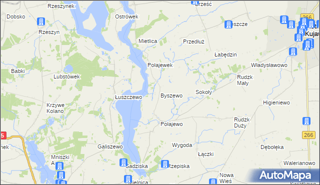mapa Byszewo gmina Piotrków Kujawski, Byszewo gmina Piotrków Kujawski na mapie Targeo