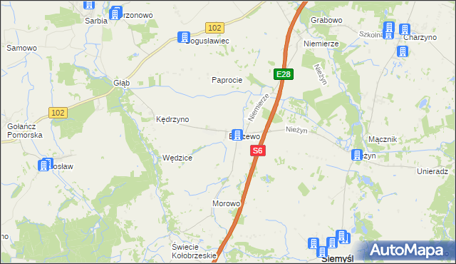 mapa Byszewo gmina Siemyśl, Byszewo gmina Siemyśl na mapie Targeo