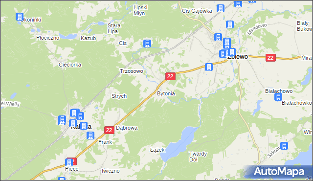 mapa Bytonia, Bytonia na mapie Targeo