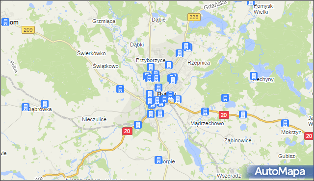 mapa Bytów, Bytów na mapie Targeo