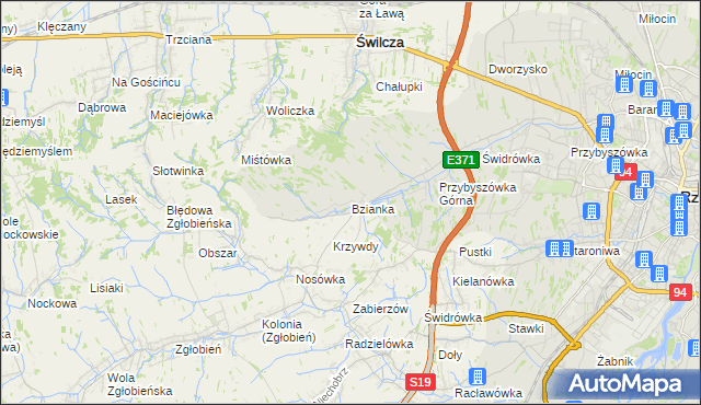 mapa Bzianka gmina Świlcza, Bzianka gmina Świlcza na mapie Targeo