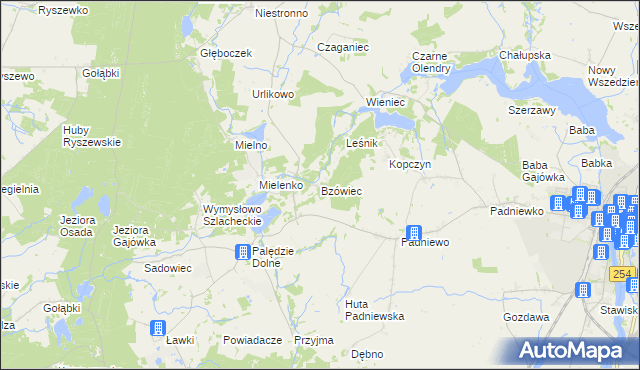 mapa Bzówiec, Bzówiec na mapie Targeo
