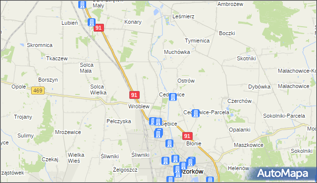 mapa Cedrowice, Cedrowice na mapie Targeo