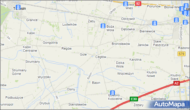mapa Cegłów gmina Baranów, Cegłów gmina Baranów na mapie Targeo