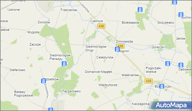 mapa Celestynów gmina Borek Wielkopolski, Celestynów gmina Borek Wielkopolski na mapie Targeo