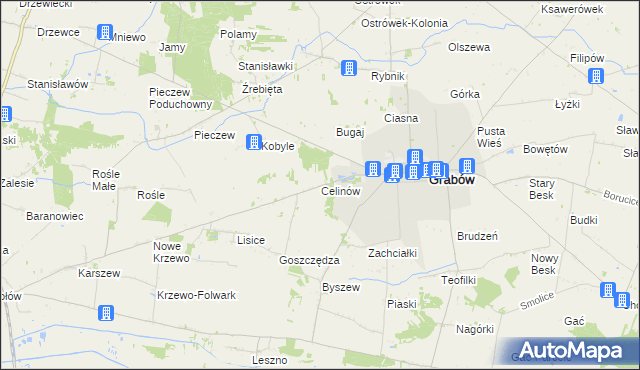 mapa Celinów gmina Grabów, Celinów gmina Grabów na mapie Targeo