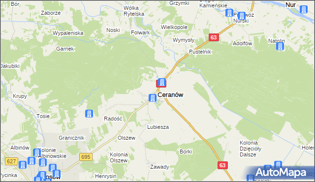 mapa Ceranów, Ceranów na mapie Targeo