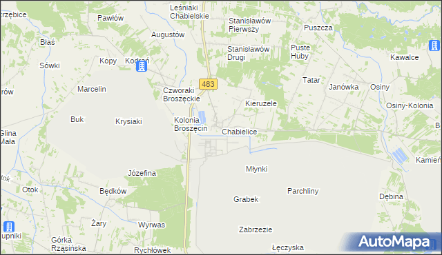 mapa Chabielice, Chabielice na mapie Targeo