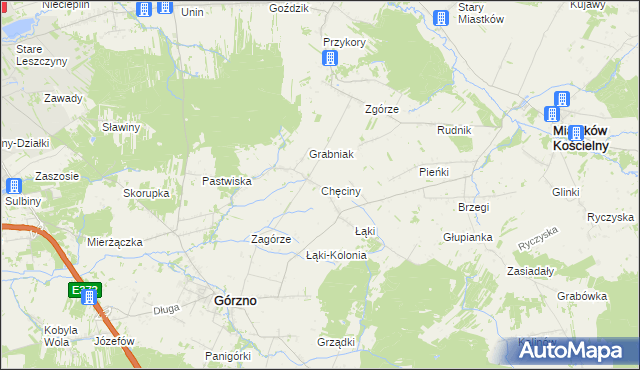 mapa Chęciny gmina Górzno, Chęciny gmina Górzno na mapie Targeo