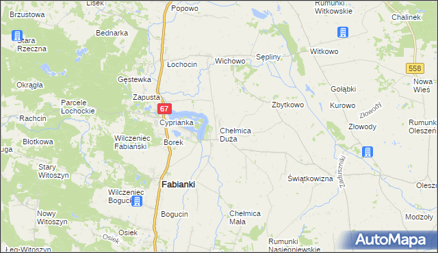 mapa Chełmica Duża, Chełmica Duża na mapie Targeo