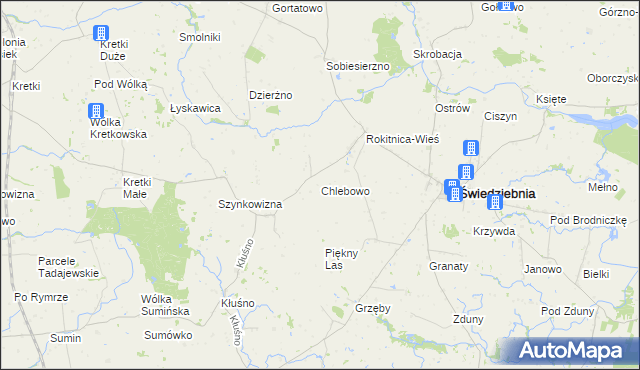 mapa Chlebowo gmina Świedziebnia, Chlebowo gmina Świedziebnia na mapie Targeo