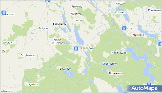 mapa Chłopowo gmina Krzęcin, Chłopowo gmina Krzęcin na mapie Targeo