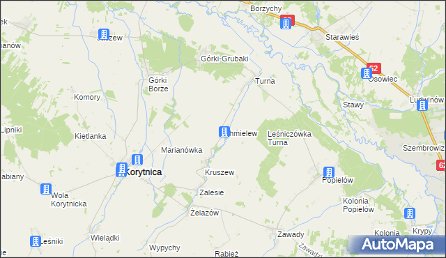 mapa Chmielew gmina Korytnica, Chmielew gmina Korytnica na mapie Targeo