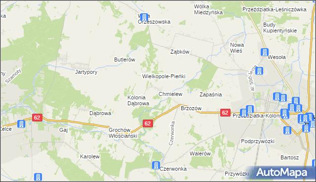 mapa Chmielew gmina Sokołów Podlaski, Chmielew gmina Sokołów Podlaski na mapie Targeo