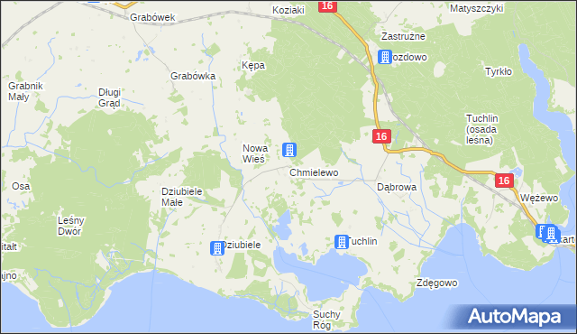 mapa Chmielewo gmina Orzysz, Chmielewo gmina Orzysz na mapie Targeo