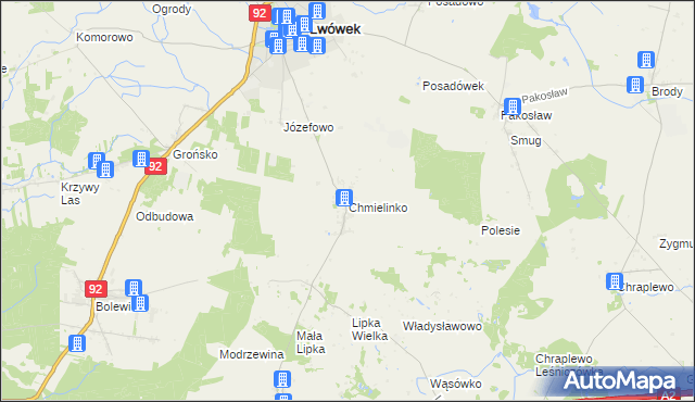 mapa Chmielinko, Chmielinko na mapie Targeo