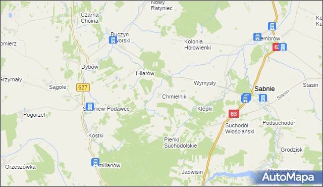 mapa Chmielnik gmina Sabnie, Chmielnik gmina Sabnie na mapie Targeo