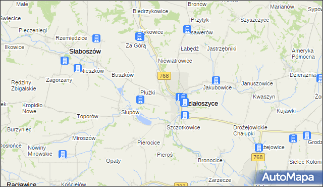 mapa Chmielów gmina Działoszyce, Chmielów gmina Działoszyce na mapie Targeo