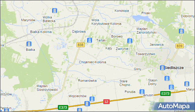 mapa Chojeniec, Chojeniec na mapie Targeo