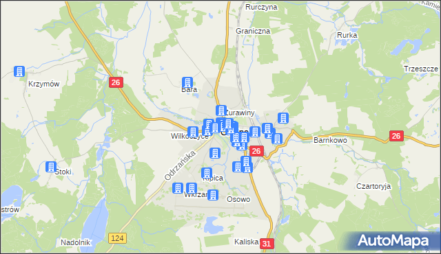 mapa Chojna powiat gryfiński, Chojna powiat gryfiński na mapie Targeo