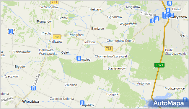 mapa Chomentów-Szczygieł, Chomentów-Szczygieł na mapie Targeo