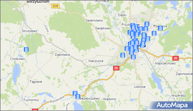 mapa Chomice gmina Bytów, Chomice gmina Bytów na mapie Targeo