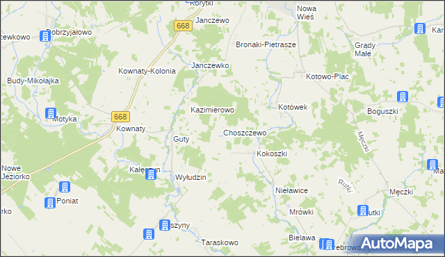 mapa Choszczewo gmina Piątnica, Choszczewo gmina Piątnica na mapie Targeo