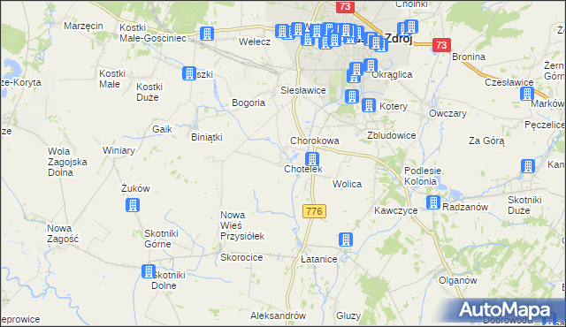 mapa Chotelek, Chotelek na mapie Targeo