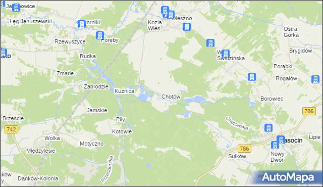 mapa Chotów gmina Krasocin, Chotów gmina Krasocin na mapie Targeo