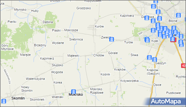 mapa Chotów gmina Mokrsko, Chotów gmina Mokrsko na mapie Targeo