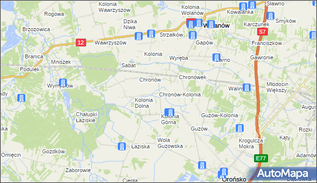 mapa Chronów-Kolonia, Chronów-Kolonia na mapie Targeo