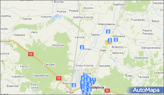 mapa Chropy, Chropy na mapie Targeo