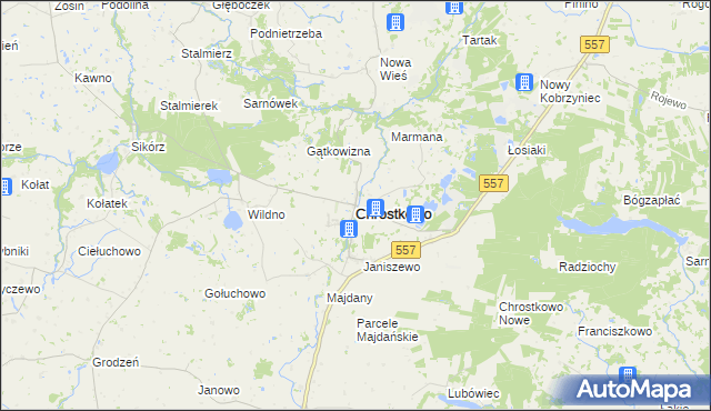 mapa Chrostkowo, Chrostkowo na mapie Targeo