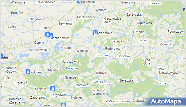 mapa Chrostowa gmina Łapanów, Chrostowa gmina Łapanów na mapie Targeo
