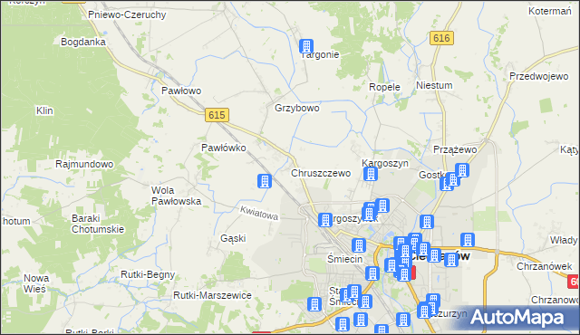 mapa Chruszczewo, Chruszczewo na mapie Targeo