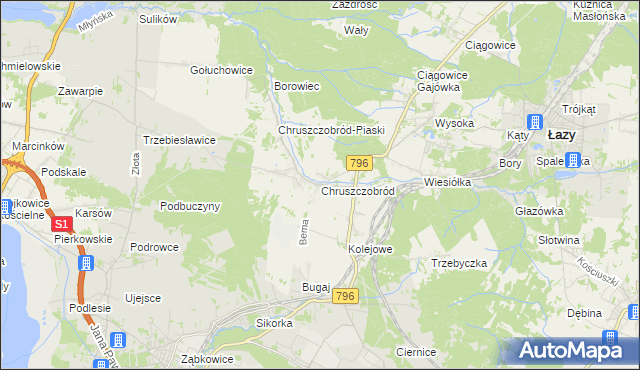 mapa Chruszczobród, Chruszczobród na mapie Targeo