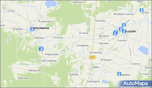 mapa Chrząblice, Chrząblice na mapie Targeo