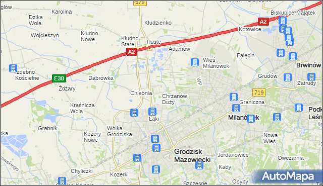 mapa Chrzanów Duży, Chrzanów Duży na mapie Targeo