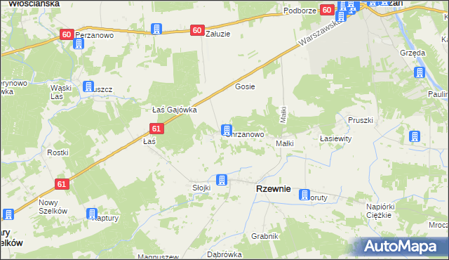 mapa Chrzanowo gmina Rzewnie, Chrzanowo gmina Rzewnie na mapie Targeo