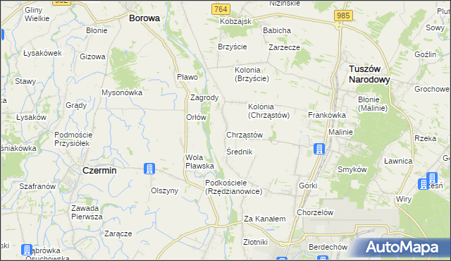 mapa Chrząstów gmina Mielec, Chrząstów gmina Mielec na mapie Targeo