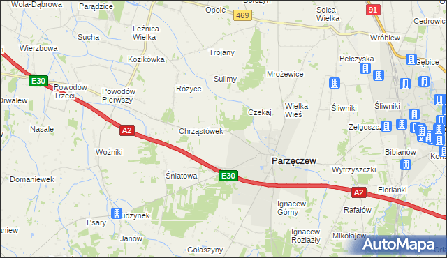 mapa Chrząstów Wielki, Chrząstów Wielki na mapie Targeo