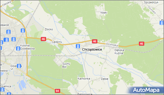 mapa Chrząstowice powiat opolski, Chrząstowice powiat opolski na mapie Targeo